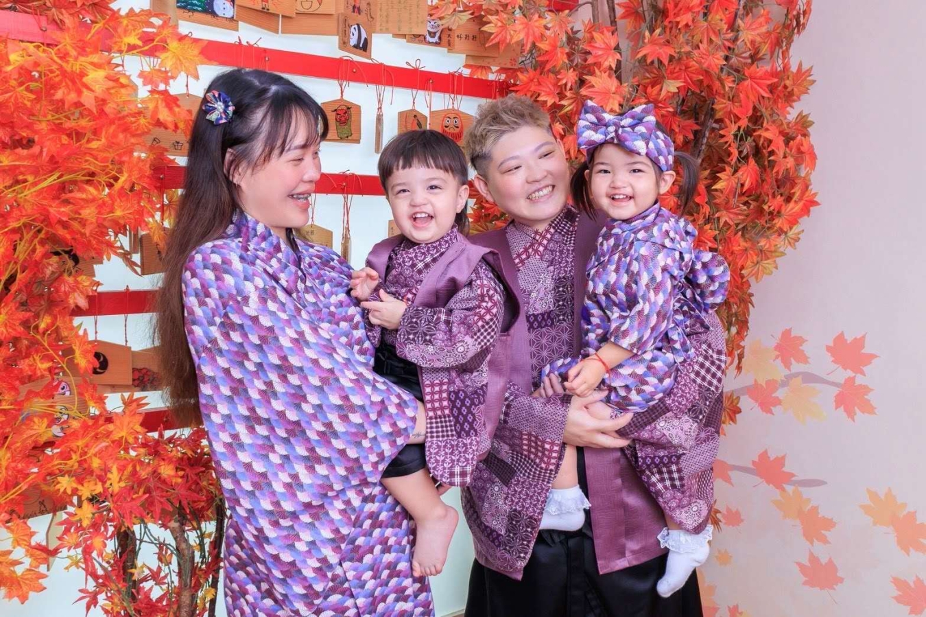 RSMC success story: Boss Pi's family with their boy-girl twins in kimonos